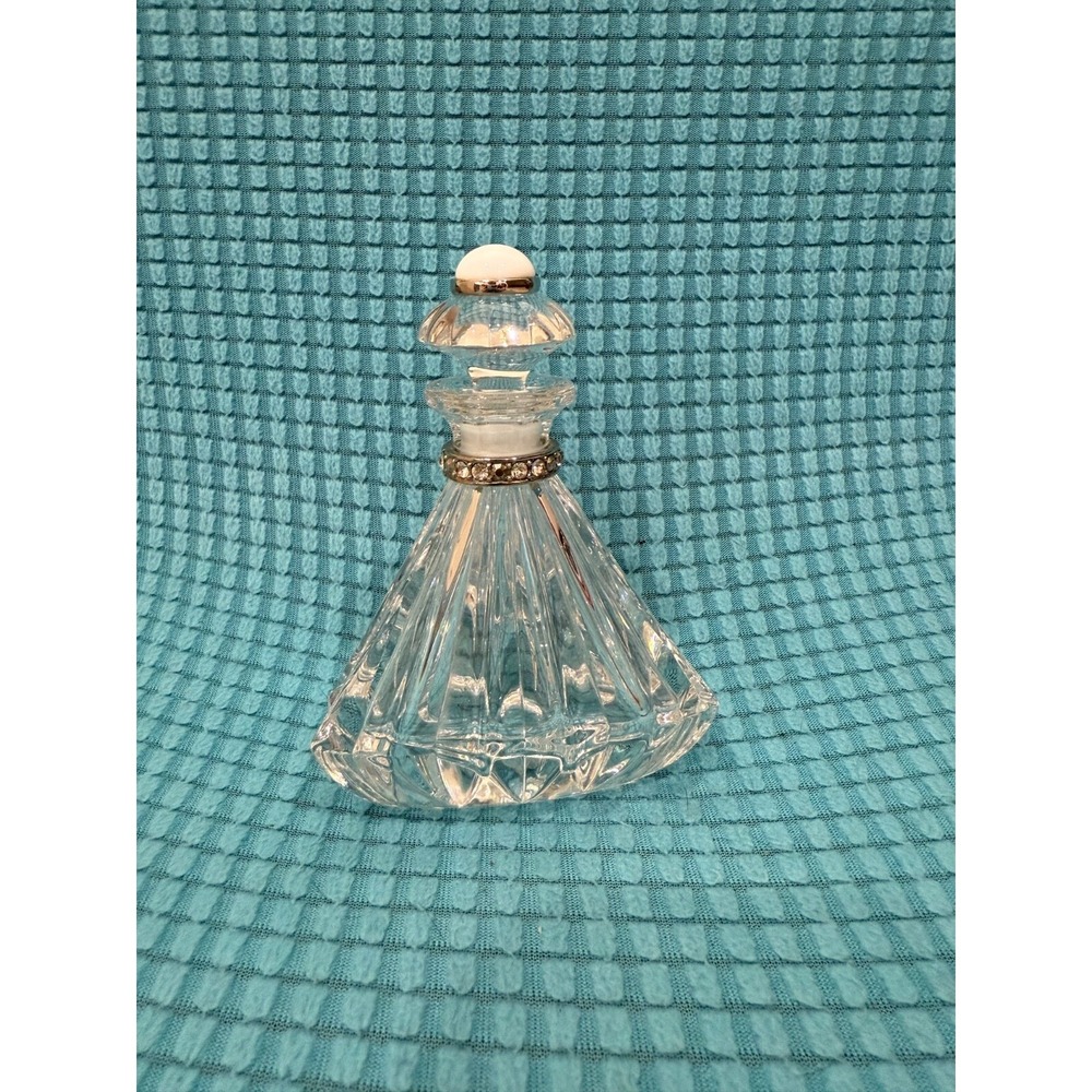 Triangular Crystal Perfume Bottle Bling Czech Republic with Stopper
